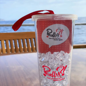 Really?! game tumbler displayed outdoors